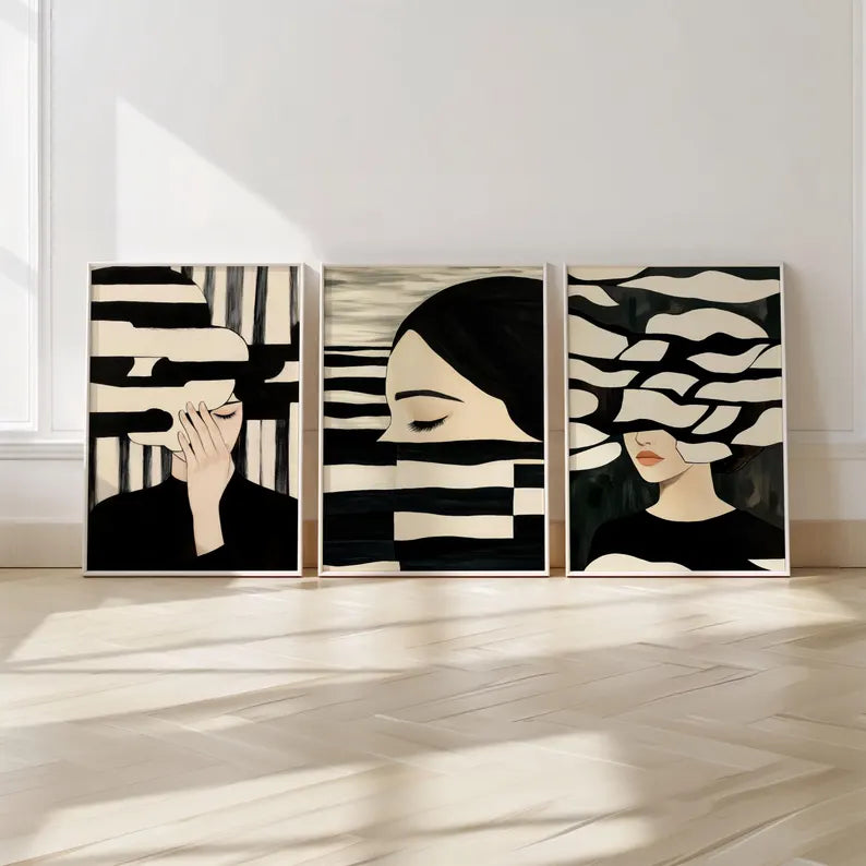 Surreal Portrait Wall Art - Set of 3