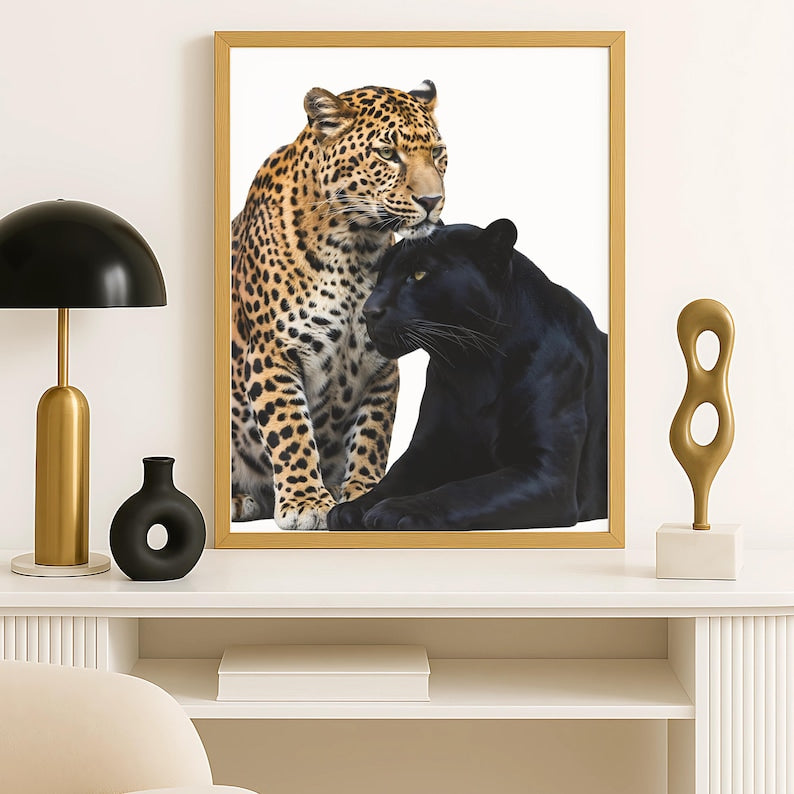 Leopard & Black Panther Wall Art Set of 3
