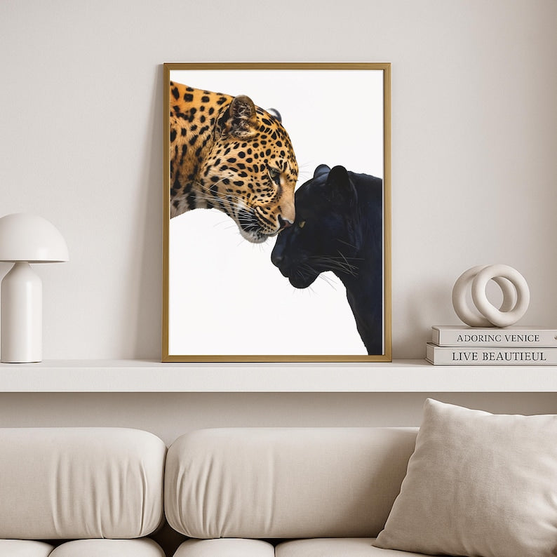 Leopard & Black Panther Wall Art Set of 3