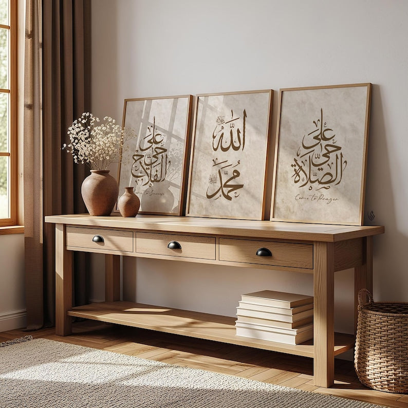 Set of 3 Premium Beige and Brown Come to Salah