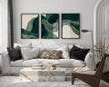 Green Abstract Waves Triptych