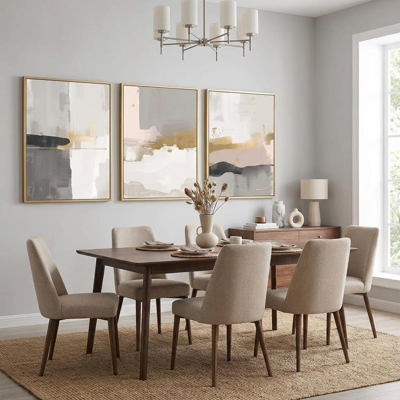Abstract Wall Art Set | Modern Gray & Gold
