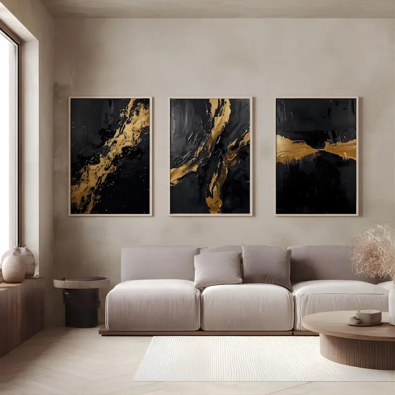 Black Gold Art - Set of 3