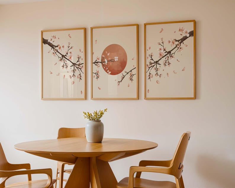 Japandi Sakura Triptych Wall Frame