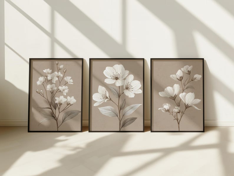 Neutral Botanical Wall Art Set of 3