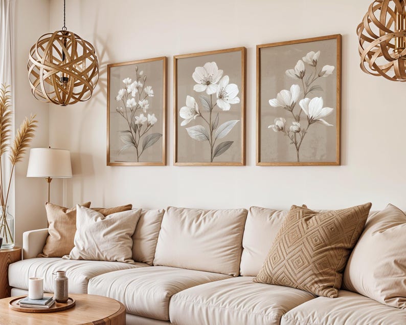 Neutral Botanical Wall Art Set of 3