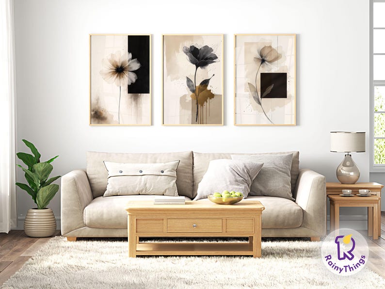 3 Piece Wabi Sabi Textured Abstract Art