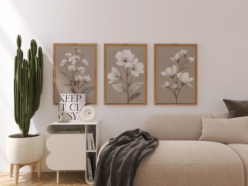 Neutral Botanical Wall Art Set of 3