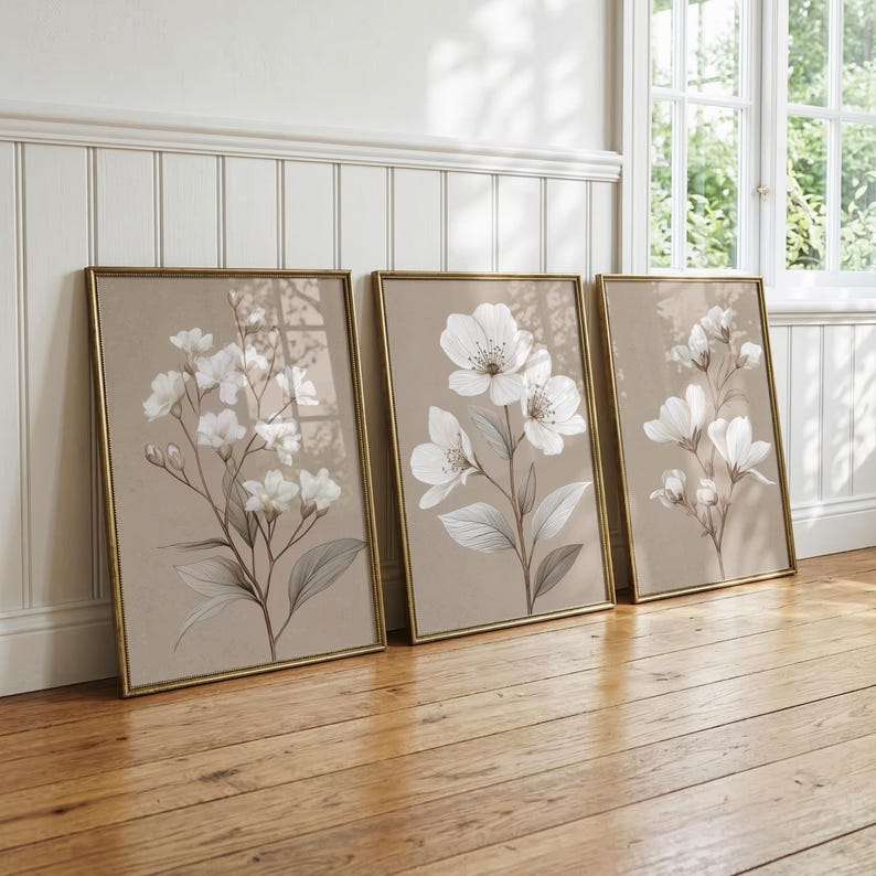 Neutral Botanical Wall Art Set of 3