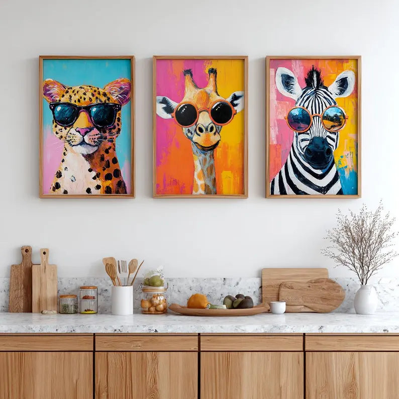 Colorful Safari Art - Set of 3