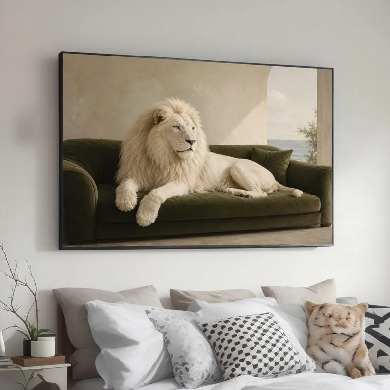 Majestic White Lion Wall Set Frame
