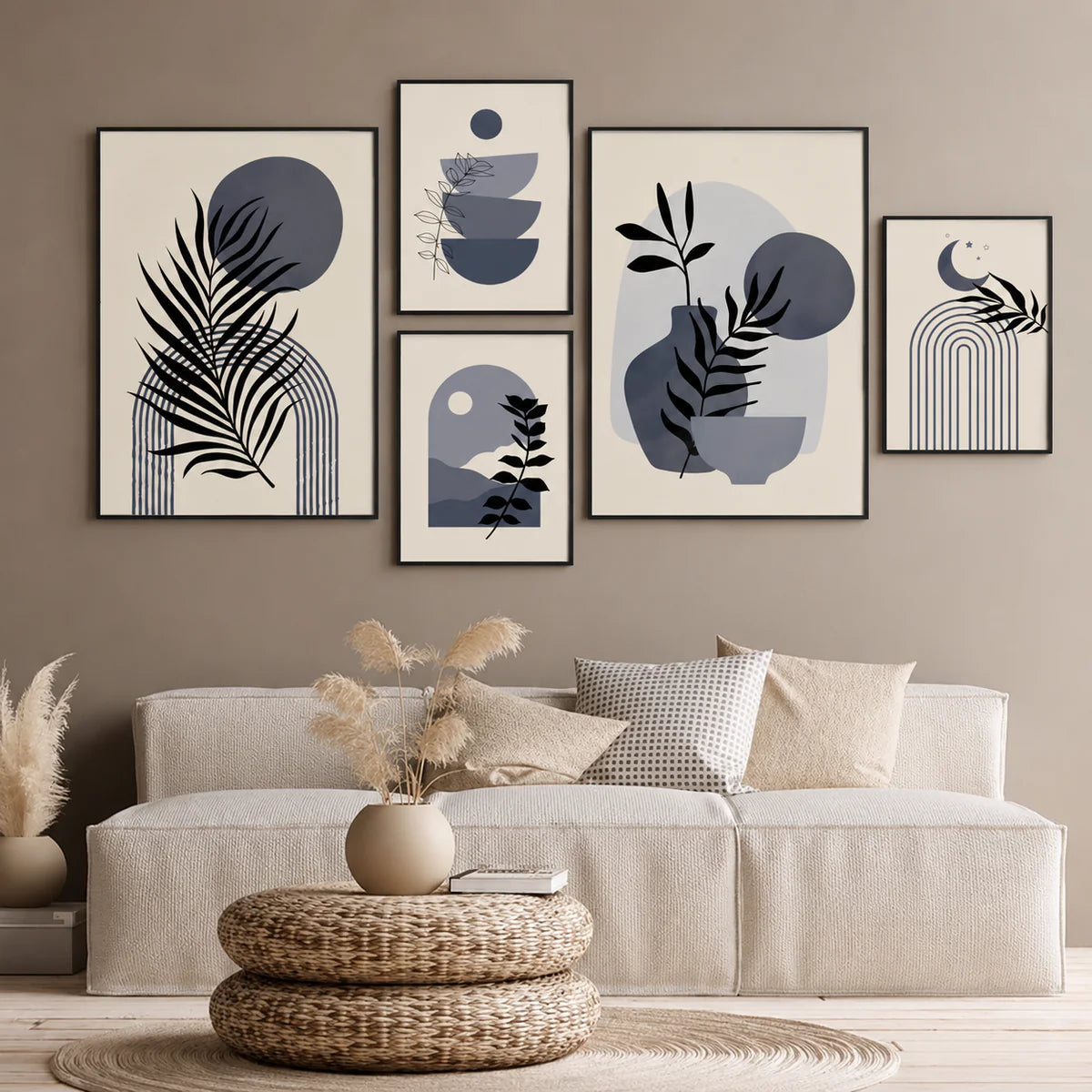 Abstract Mid Night Wall Art - Set of 5