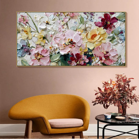 Textured Floral Wall Art - Canvas Frame