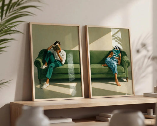 Reading Woman Wall Art - Set of 2