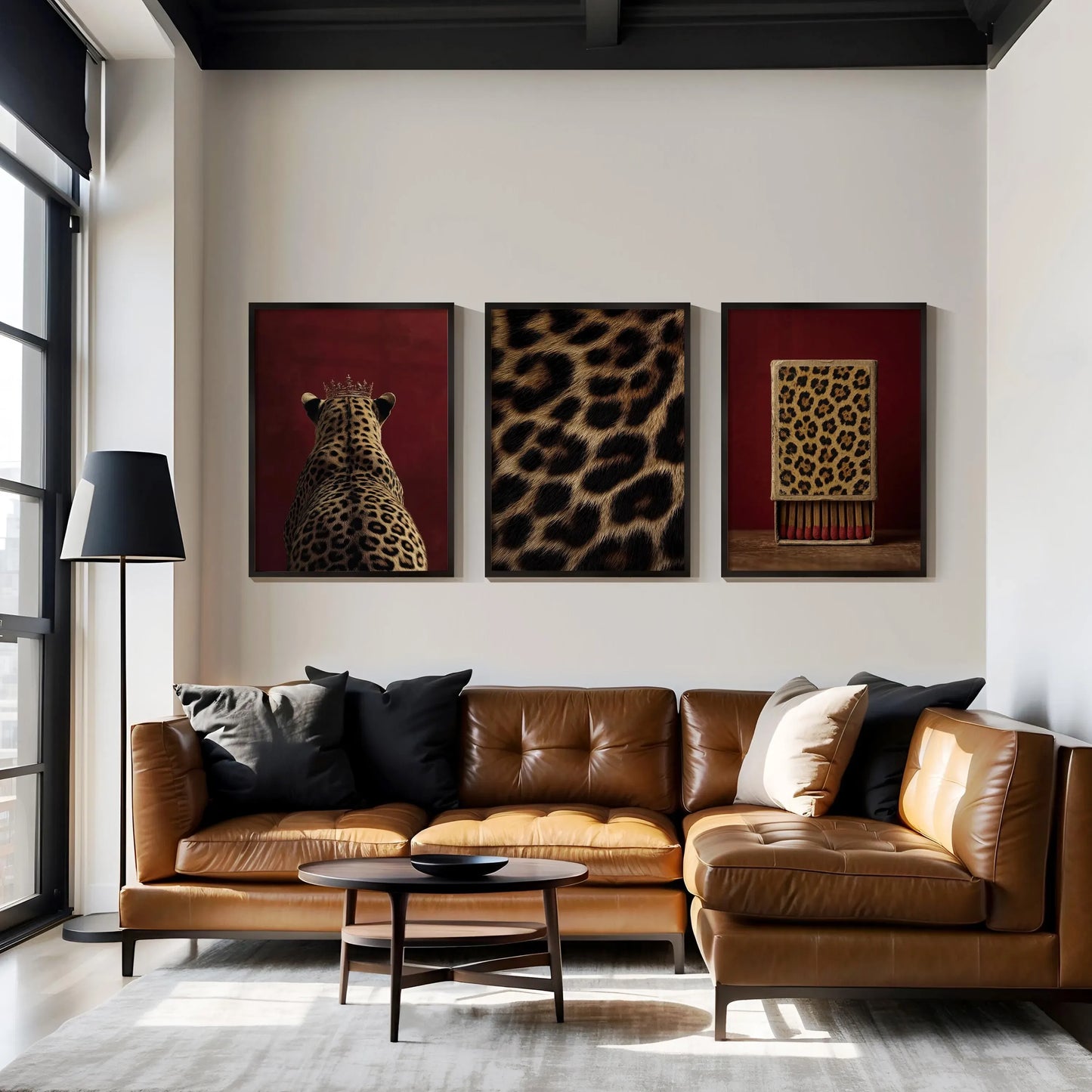Burgundy Leopard Wall Art - Set of 3