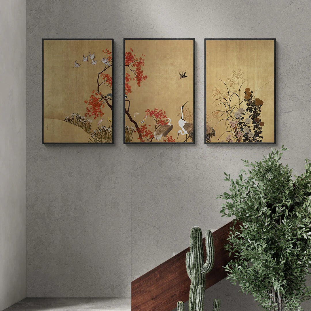 Japanese Crane Art - Set of 3