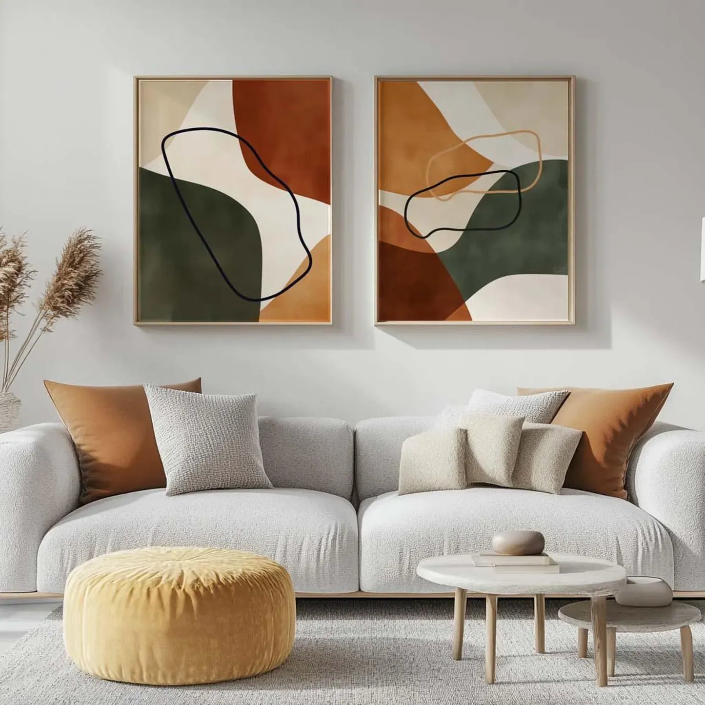 Mid Century Modern Abstract Wall - Set of 2