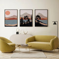 Abstract landscape mountain trees - Set of 3