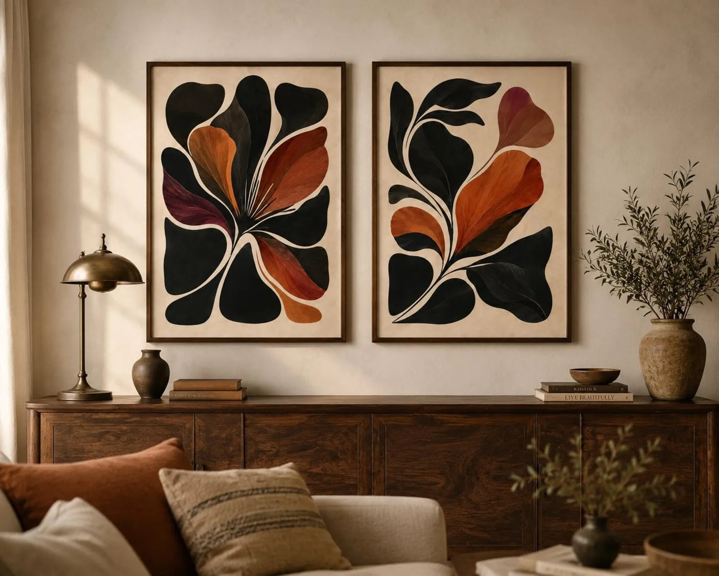 Abstract Botanical Wall Art - Set of 2