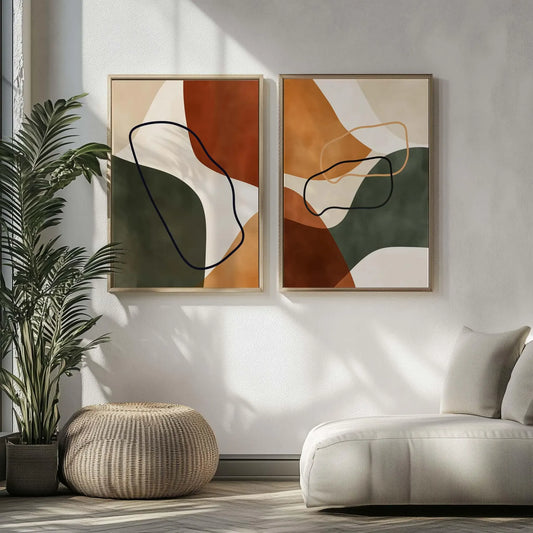 Mid Century Modern Abstract Wall - Set of 2