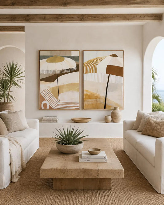 Beach Umbrella Abstract Art - Set of 2