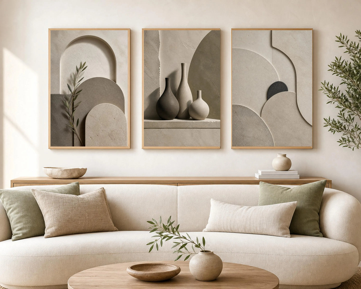 Neutral Abstract Wall - Set of 3
