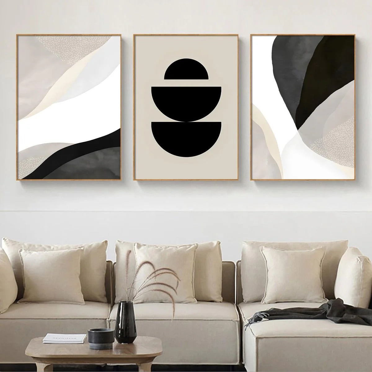 Abstract Black and White Wall Art - Set of 3